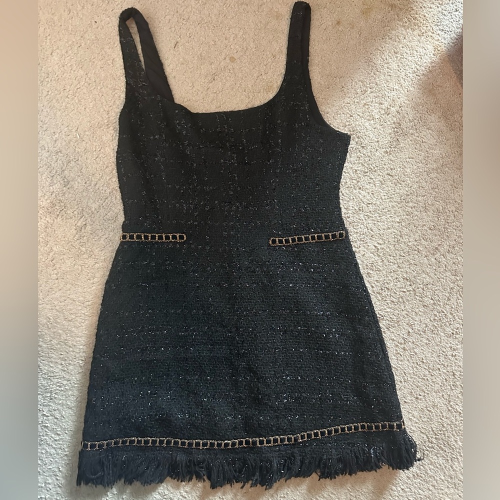 Textured, fringe, chain detail MOD Mini Dress